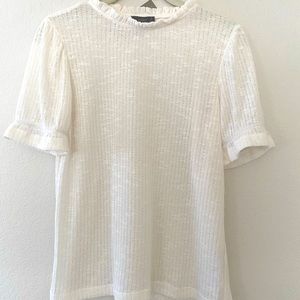 J Crew Women's Ivory Puff-sleeve Pointelle Top